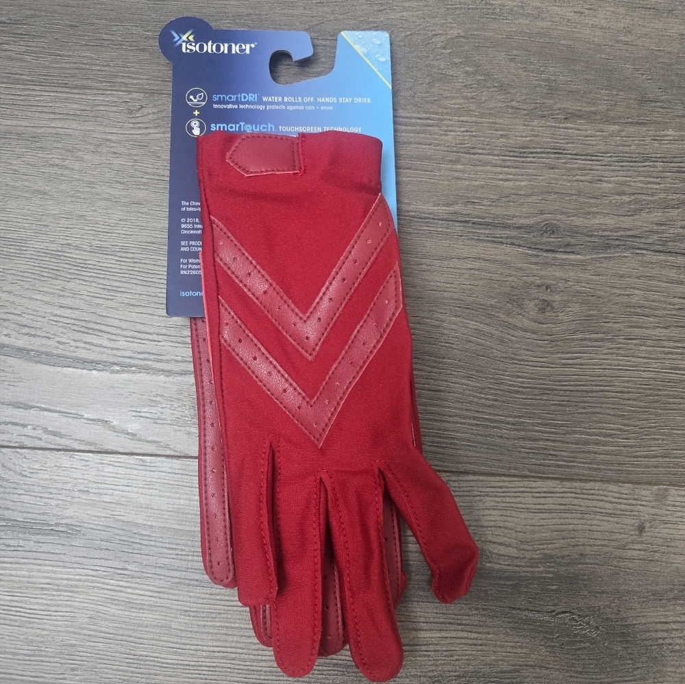 Isotoner Smart Dri Womens Gloves Red Size L/XL Chevron Clsssic Boho - Picture 5 of 5